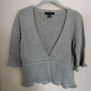 C'est City gray one button Short Sleeve Knit cardigan S Office Minimalist